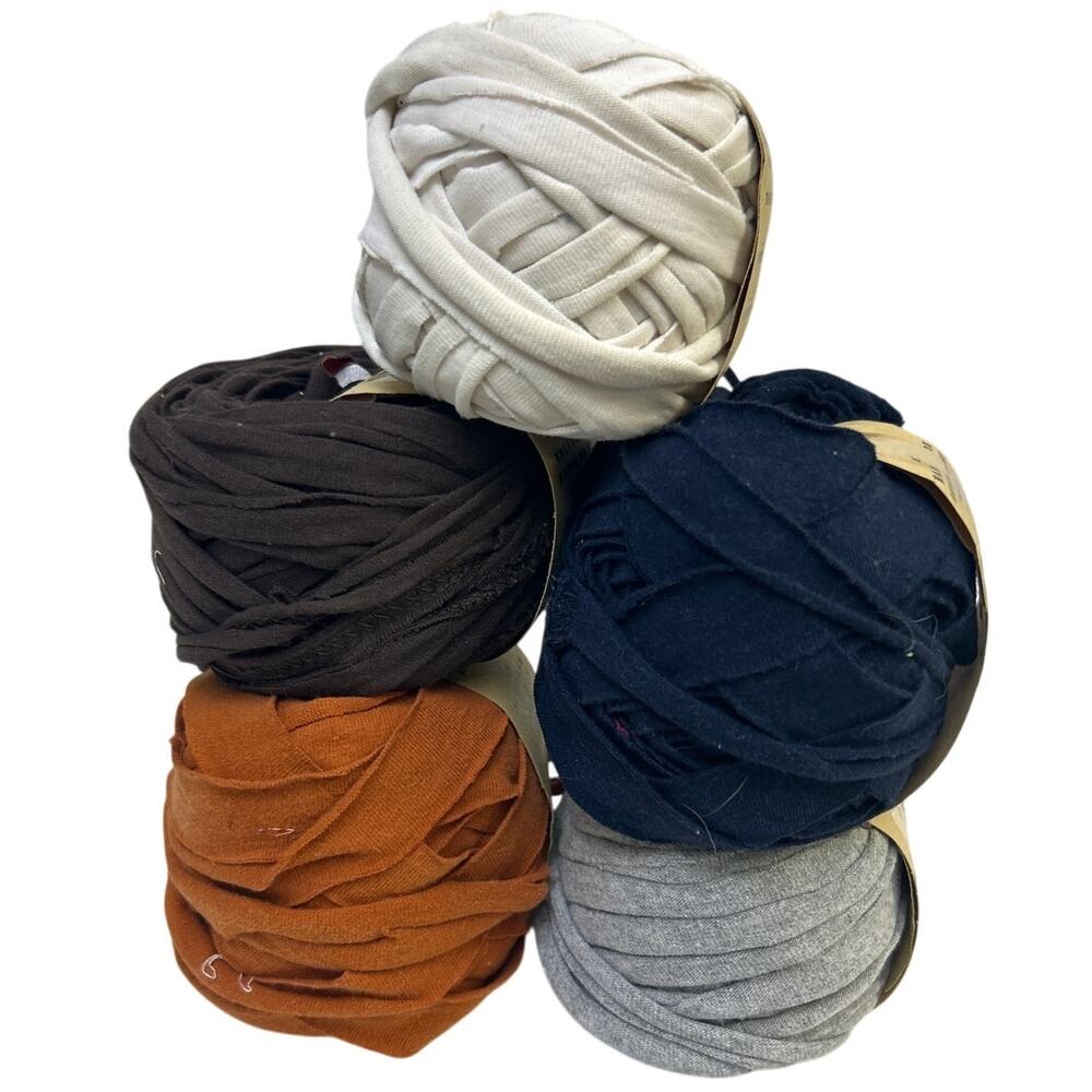 120+ yds Handmade Upcycled Tee Shirt Earth Tones Fabric Ribbon Yarn Craft Supply